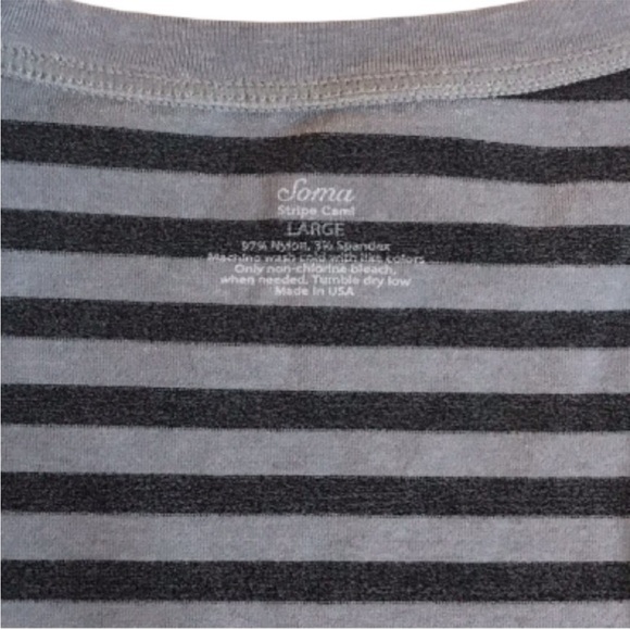 Soma Seamfree Stripe Cami with Stretch in Black/Heather Silver, Size Large - Picture 6 of 12